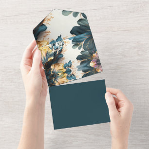 Schöne Aquarellblüte All In One Einladung