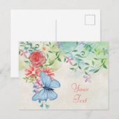Schöne Aquarellblüte mit Schmetterling Postkarte (Vorne/Hinten)