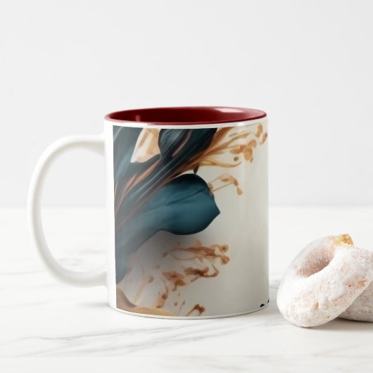 Schöne Aquarellblüte Zweifarbige Tasse (Mit Donut)