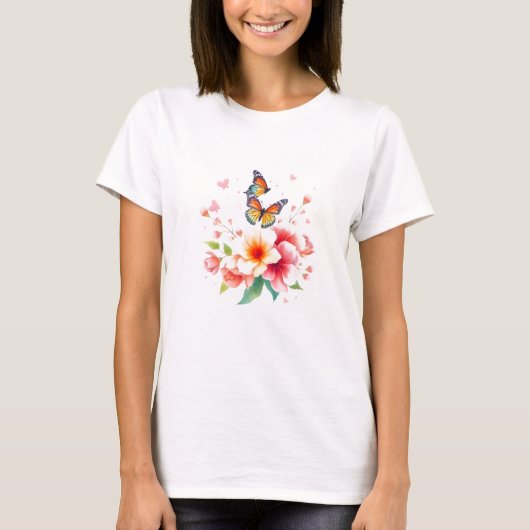 Schöne Aquarellblüten T-Shirt (Vorderseite)
