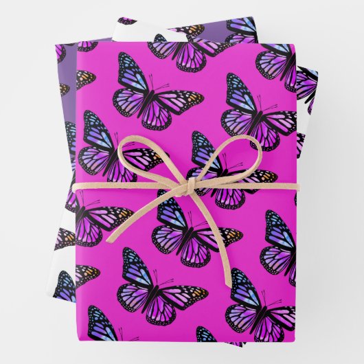 Schöne Aquarellbütten Muster Hot Pink Geschenkpapier Set (Beispiel)