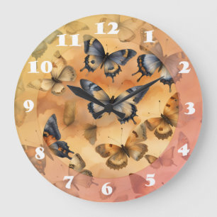 Schöne Aquarellbutterfische Große Wanduhr
