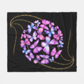 Schöne Aquarellbutterfische mit Goldblende Fleecedecke (Vorderseite (Horizontal))