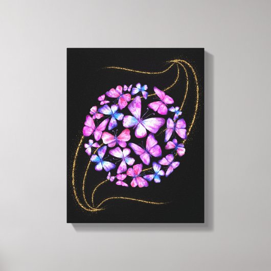 Schöne Aquarellbutterfische mit Goldblende Leinwanddruck (Vorderseite)