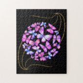 Schöne Aquarellbutterfische mit Goldblende Puzzle (Vertikal)