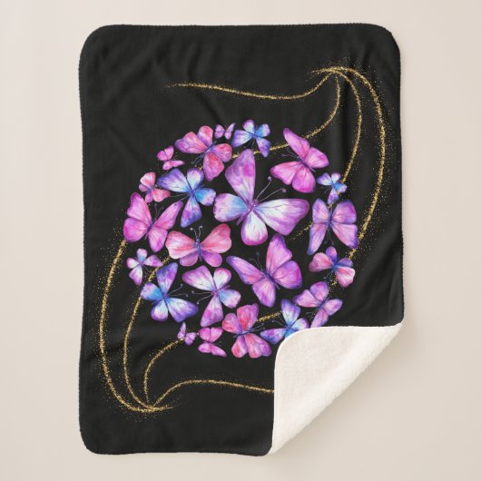 Schöne Aquarellbutterfische mit Goldblende Sherpadecke (Vorderseite)