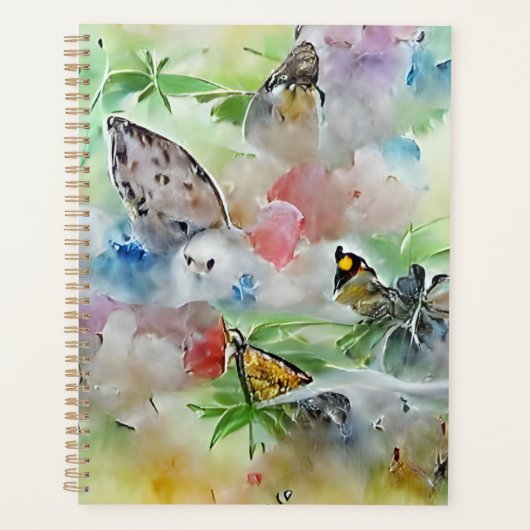 Schöne Aquarellbutterfliegen AI Generated Art Planer (Vorderseite)