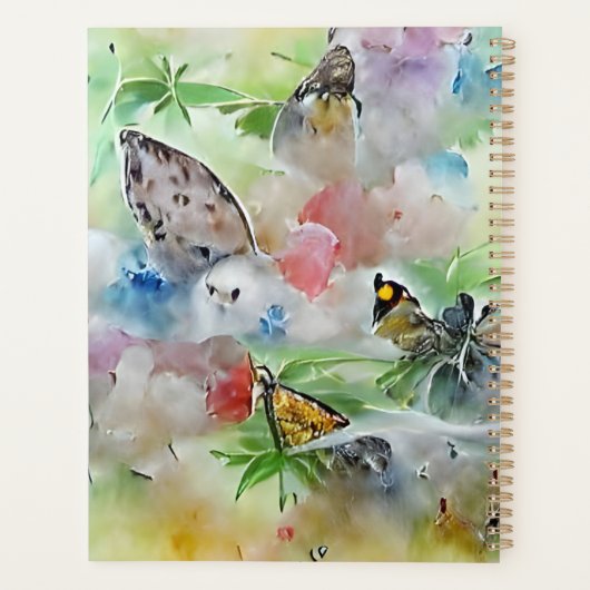 Schöne Aquarellbutterfliegen AI Generated Art Planer (Rückseite)