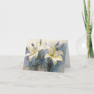 Schöne Aquarellcreme Lila Lilien Dankeskarte