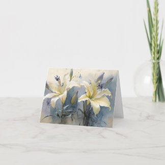 Schöne Aquarellcreme Lila Lilien Dankeskarte