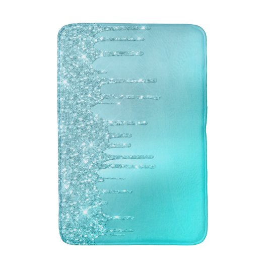 Schöne Aquarelle, blaue Minze und türkisfarbene Gl Badematte (Vorderseite Vertikal)