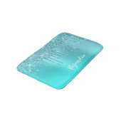 Schöne Aquarelle, blaue Minze und türkisfarbene Gl Badematte (Schrägansicht)