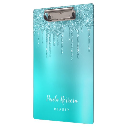 Schöne Aquarelle, blaue Minze und türkisfarbene Gl Klemmbrett (Links)