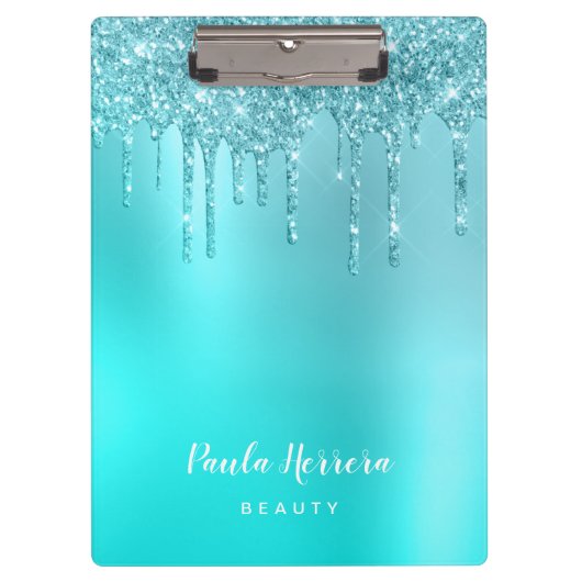 Schöne Aquarelle, blaue Minze und türkisfarbene Gl Klemmbrett (Vorderseite)