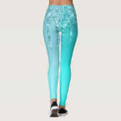 Schöne Aquarelle, blaue Minze und türkisfarbene Gl Leggings (Rückseite)