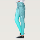 Schöne Aquarelle, blaue Minze und türkisfarbene Gl Leggings (Links)