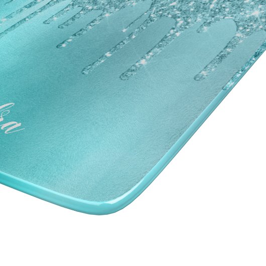 Schöne Aquarelle, blaue Minze und türkisfarbene Gl Schneidebrett (Ecke)