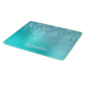 Schöne Aquarelle, blaue Minze und türkisfarbene Gl Schneidebrett (Ecke)