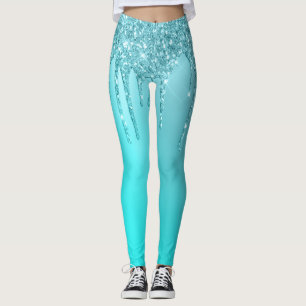 Schöne Aquarelle, blaue Minze und türkisfarbene Leggings