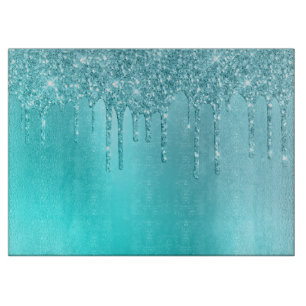 Schöne Aquarelle, blaue Minze und türkisfarbene  Schneidebrett