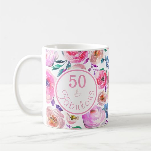 Schöne Aquarellfarbe 50 und fabelhafte Blüte Kaffeetasse (Links)