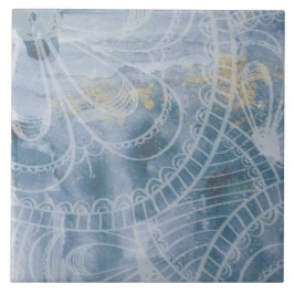 Schöne Aquarellfarbe Blau grau und künstlerische T Fliese