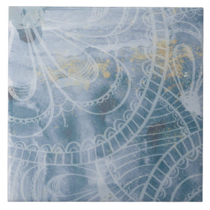 Schöne Aquarellfarbe Blau grau und künstlerische T Fliese