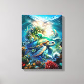 Schöne Aquarellfarbe Meeresschildkröte Leinwanddruck (Vorderseite)