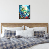 Schöne Aquarellfarbe Meeresschildkröte Leinwanddruck (Insitu (Schlafzimmer))