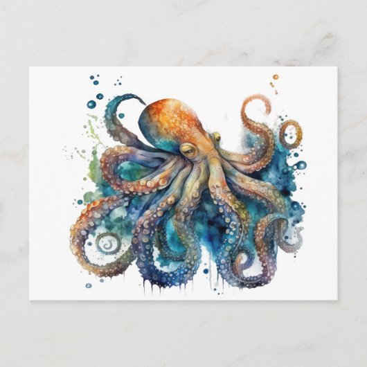 Schöne Aquarellfarbe Oktopus Postkarte (Vorderseite)