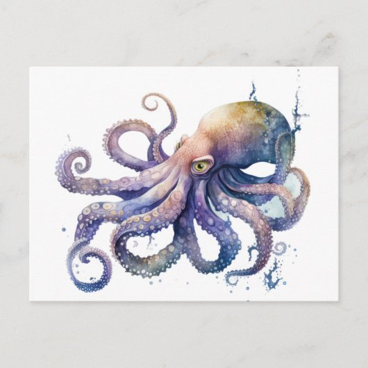 Schöne Aquarellfarbe Oktopus Postkarte (Vorderseite)