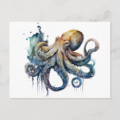 Schöne Aquarellfarbe Oktopus Postkarte (Vorderseite)