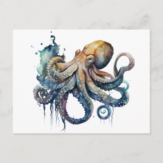 Schöne Aquarellfarbe Oktopus Postkarte (Vorderseite)