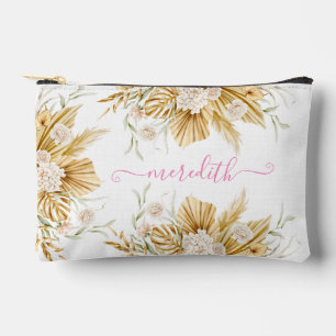 Schöne Aquarellfarbe Pink Boho Pampas Grass Name Zubehörtasche