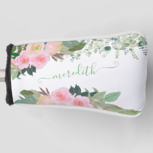 Schöne Aquarellfarbe Rosa Blume Personalisiert Nam Golf Headcover