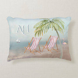Schöne Aquarellfarben Beach Szene Custom Monogram Dekokissen