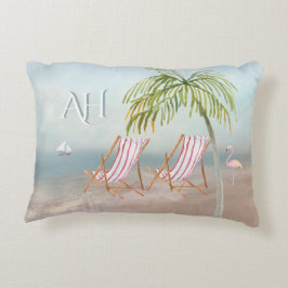 Schöne Aquarellfarben Beach Szene Custom Monogram Dekokissen