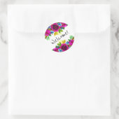 Schöne Aquarellfarben Blume Blumengrün Runder Aufkleber (Tasche)