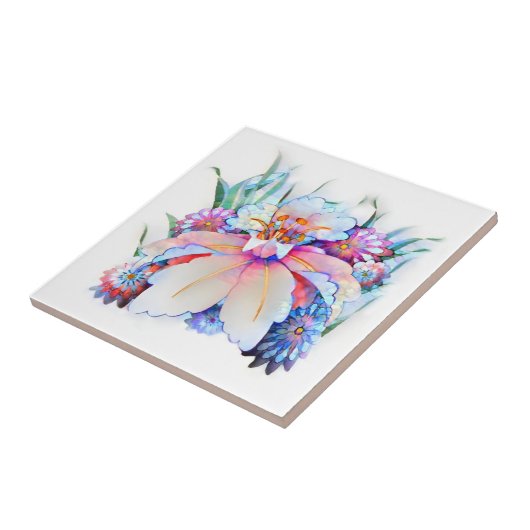 Schöne Aquarellfarben Blume Keramik Tile Fliese (Seite)