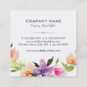 Schöne Aquarellfarben Blume Kranz Quadratische Visitenkarte (Rückseite)