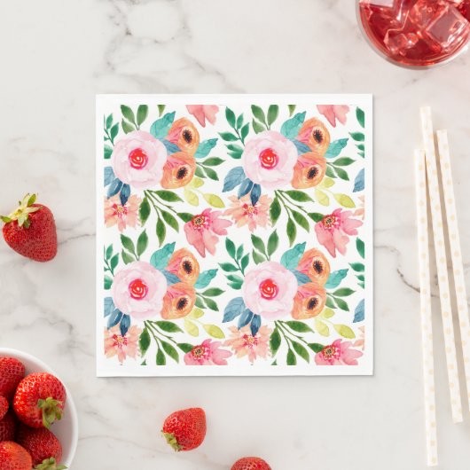 Schöne Aquarellfarben-Blume Serviette (Beispiel)