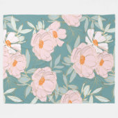 Schöne Aquarellfarben, botanisch-blaue Rosa Falte Fleecedecke (Vorderseite (Horizontal))