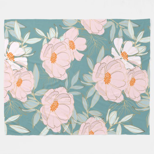 Schöne Aquarellfarben, botanisch-blaue Rosa Falte Fleecedecke (Vorderseite (Horizontal))