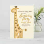 Schöne Aquarellfarben Giraffe Geburtstag Einladung (Stehend Vorderseite)