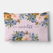 Schöne Aquarellfarben Rosa Blautöne Name Zubehörtasche (Rückseite)