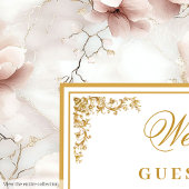 Schöne Aquarellfarben rosa Blume Goldhochzeit Gästebuch