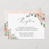 Schöne Aquarellfarben Rose Blumenhochzeit Empfang Begleitkarte (Vorne/Hinten)