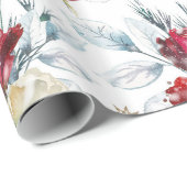 Schöne Aquarellfarben-Rose mit Wintervibes Geschenkpapier (Rolleneckpunkt)