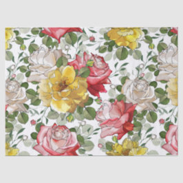 Schöne Aquarellfarben Rote Gelbe Rosen Seidenpapier