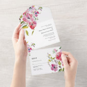 Schöne Aquarellfarben Wildblume Hochzeitsdesign All In One Einladung (Abreißen)